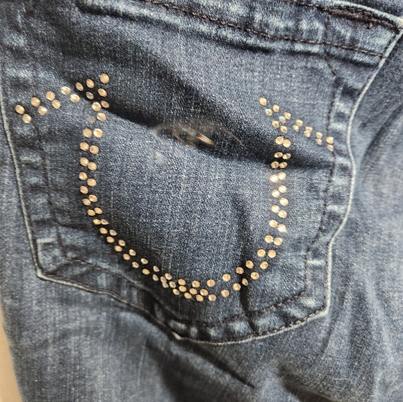 True Religion Blue Women's Jeans with Crystal Logo SIZE 31 - Picture 4 of 6
